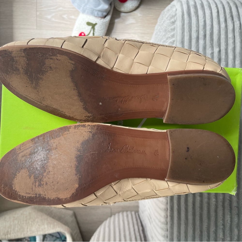 Sam Edelman Leather Woven Lorraine Loafers Beige Size 7.5 - Picture 7 of 9